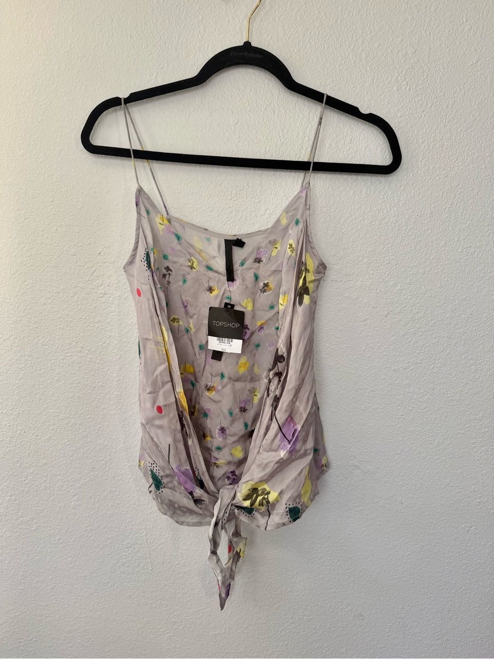 Topshop BOUTIQUE Small Women's Lavender Floral Tie-Front Cami - Picture 2 of 4